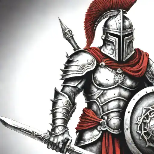 spartan in full armor tattoo design idea