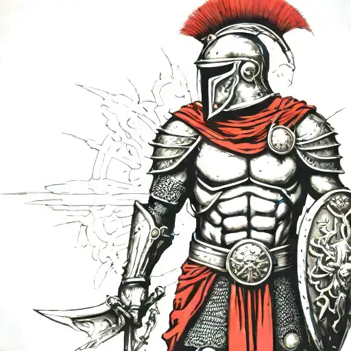 spartan in full armor tattoo design idea