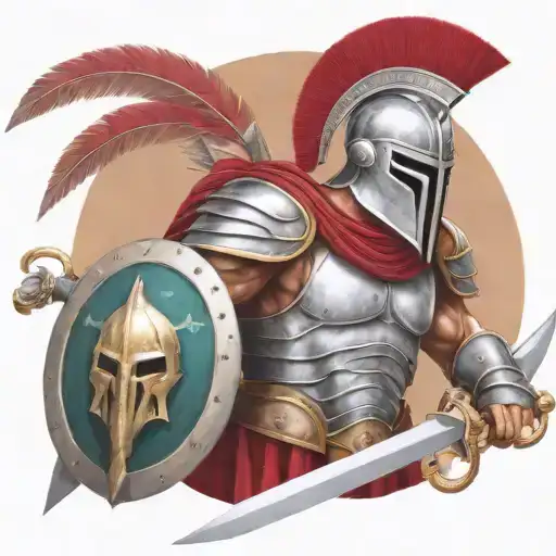 spartan in full armor tattoo design idea