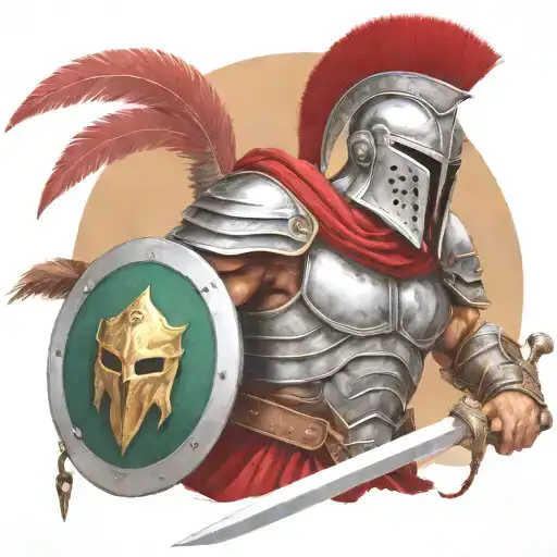 spartan in full armor tattoo design idea