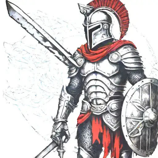 spartan in full armor tattoo design idea