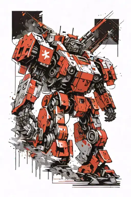 Dreadnought mech in rough weather tattoo design idea