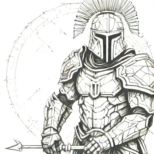 spartan in full armor tattoo design idea
