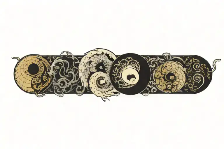 black gold yin yang tattoo design idea