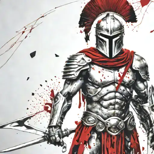 spartan in full armor tattoo design idea