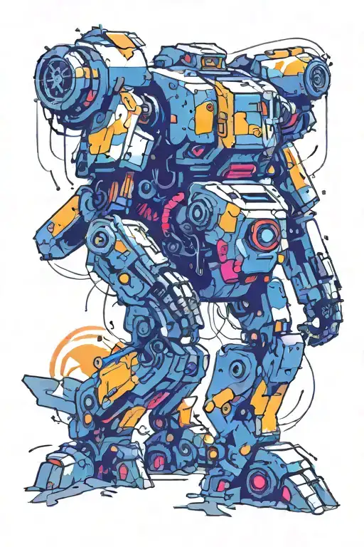 Dreadnought mech in rough weather tattoo design idea