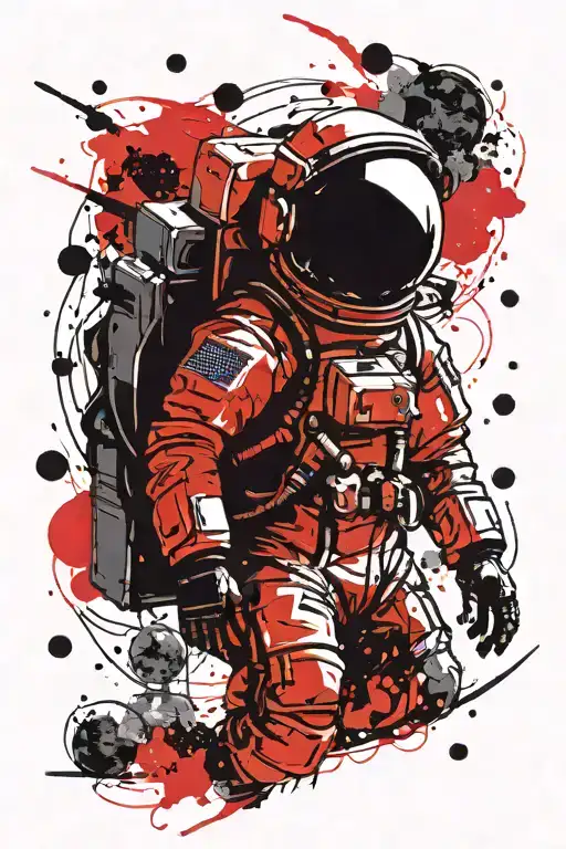 astronaut lost in space looking at stars tattoo design idea
