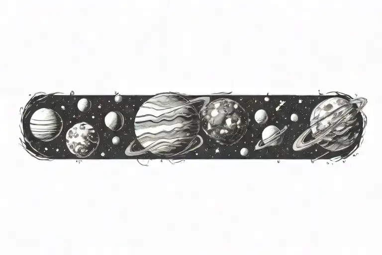 planets stars and nebulas tattoo design idea