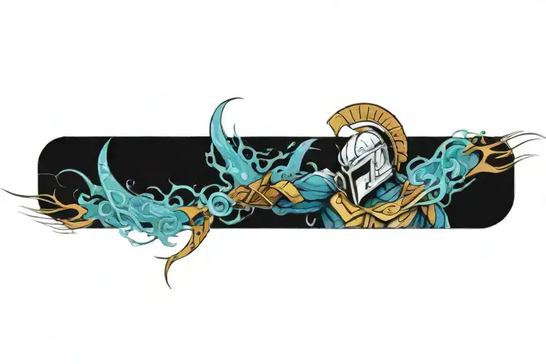 smaurai fighting spartan tattoo design idea