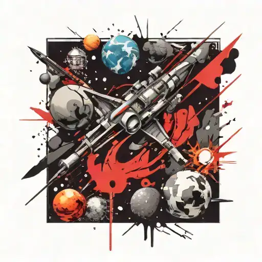space war among planets tattoo design idea