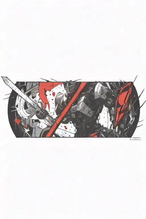 intricate mech warrior wielding a sword tattoo design idea