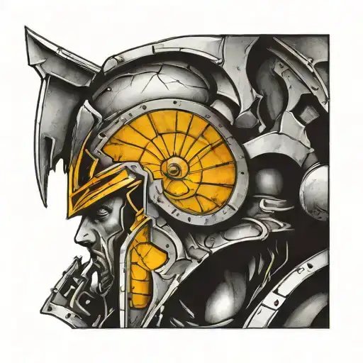 spartan staring into the distance tattoo design idea