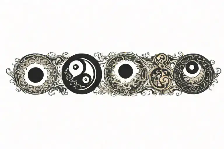 black gold yin yang tattoo design idea