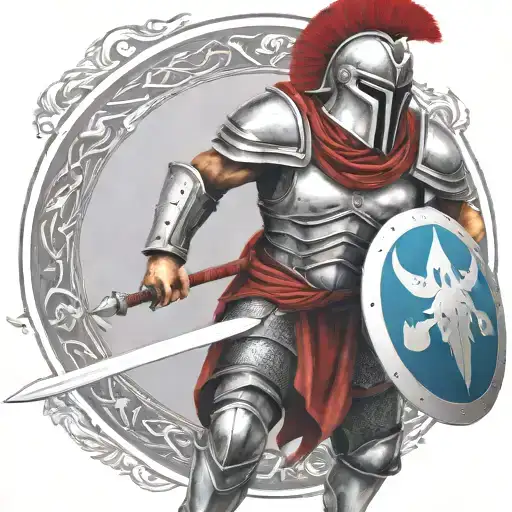 spartan in full armor tattoo design idea