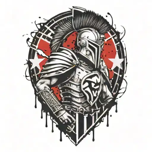 spartan holding a shield tattoo design idea