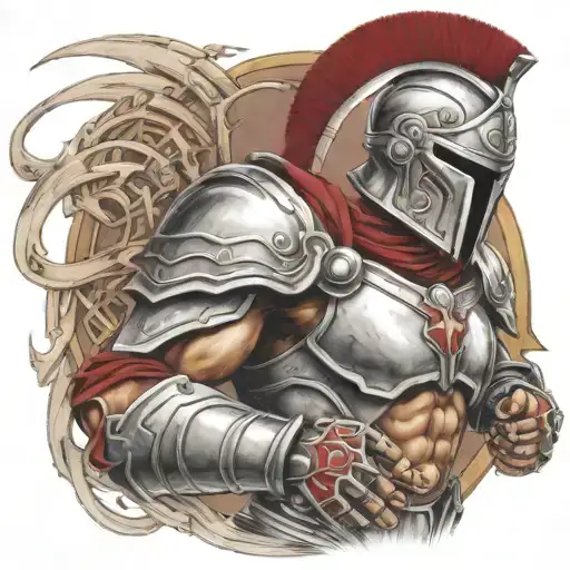 spartan in full armor tattoo design idea