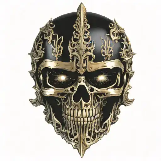 upper spartain in black color gold trim armor tattoo design idea