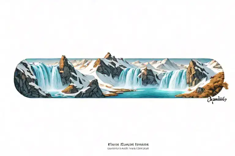 frozen mountain with frozen waterfall tattoo design idea