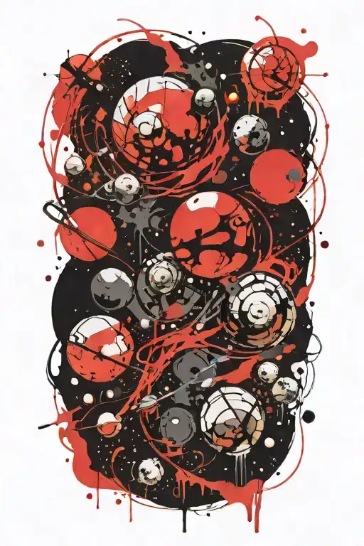 space surrounded by planets tattoo design idea