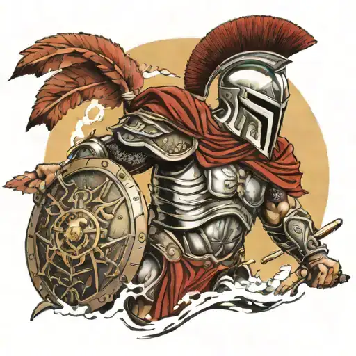 spartan in full armor tattoo design idea