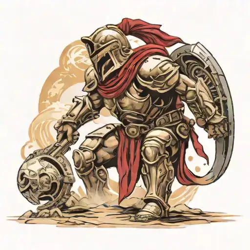 spartan in full armor stranded on alien planet tattoo design idea