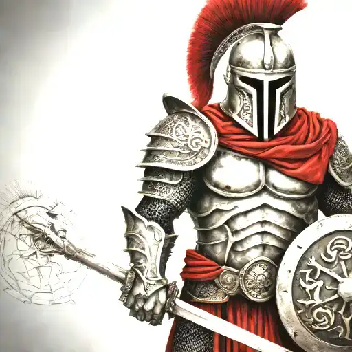 spartan in full armor tattoo design idea
