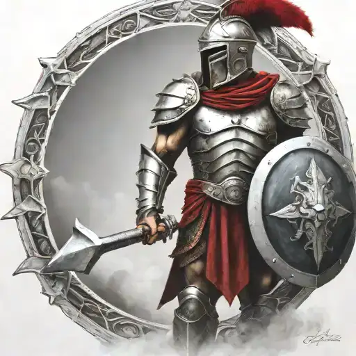 spartan in full armor tattoo design idea