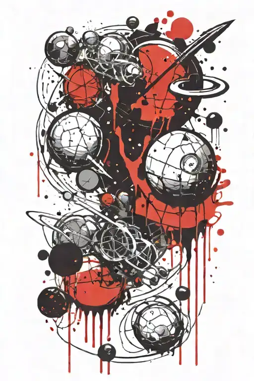 space surrounded by planets tattoo design idea