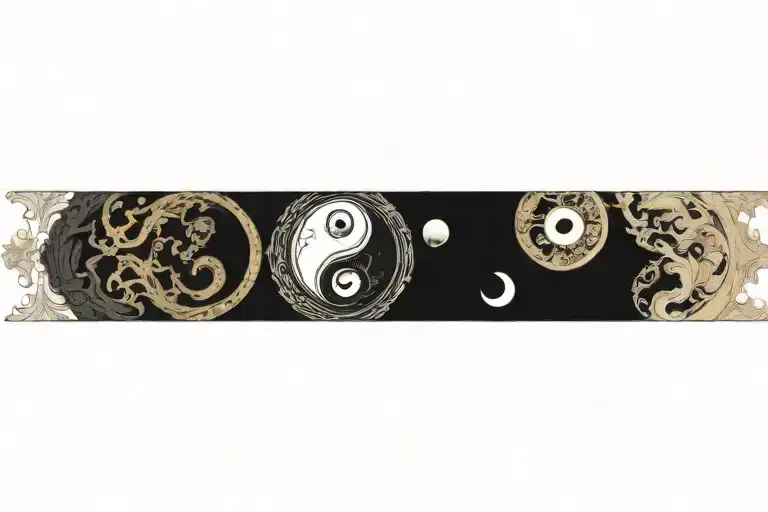 black gold yin yang tattoo design idea