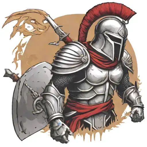 spartan in full armor tattoo design idea