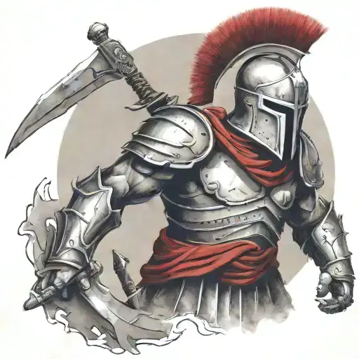 spartan in full armor tattoo design idea