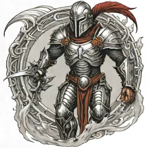 spartan in full armor tattoo design idea