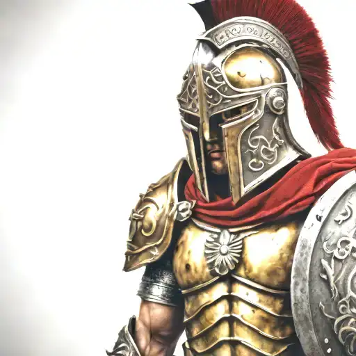 spartan in full armor tattoo design idea