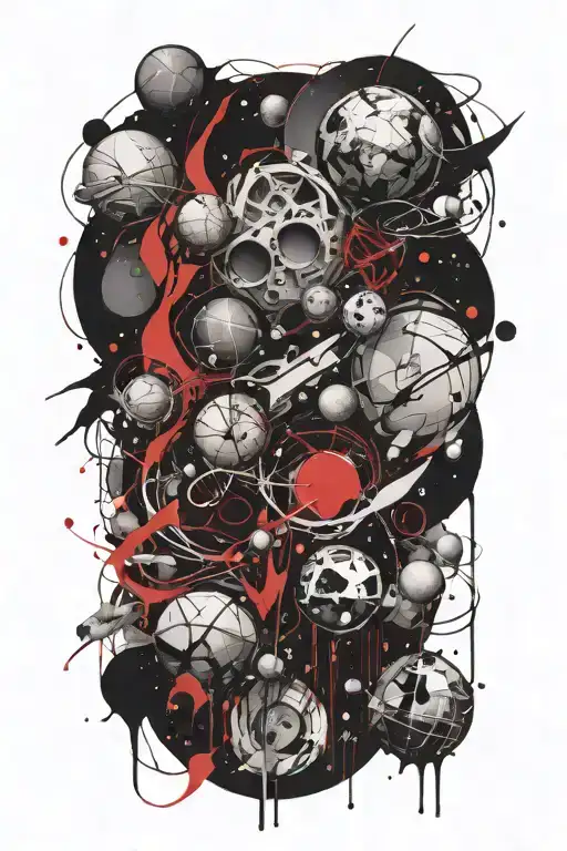 space surrounded by planets tattoo design idea