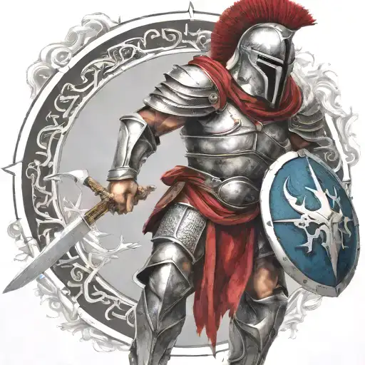 spartan in full armor tattoo design idea