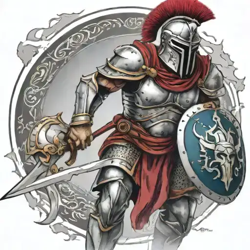 spartan in full armor tattoo design idea