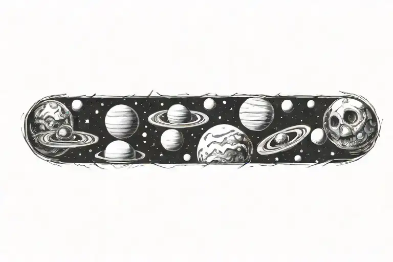 space surrounded by planets  tattoo design idea