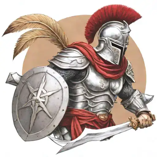 spartan in full armor tattoo design idea