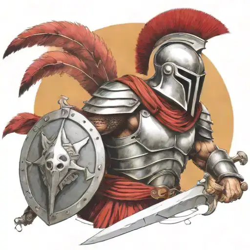spartan in full armor tattoo design idea