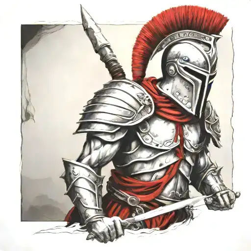 spartan in full armor tattoo design idea