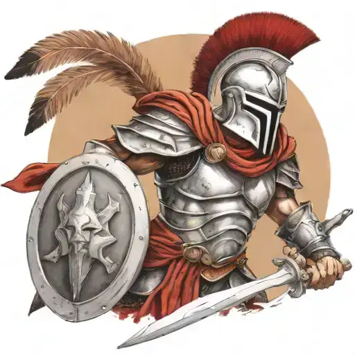 spartan in full armor tattoo design idea
