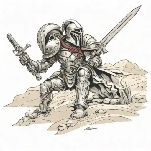 spartan in full armor stranded on alien planet tattoo design idea