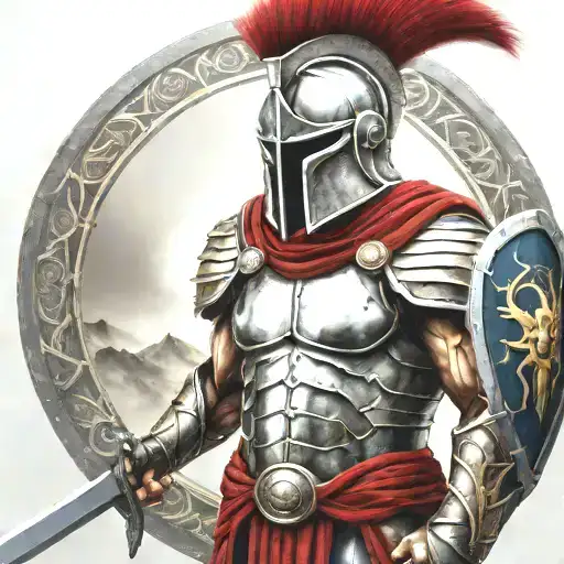 spartan in full armor tattoo design idea