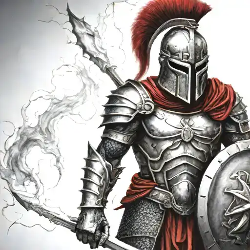 spartan in full armor tattoo design idea