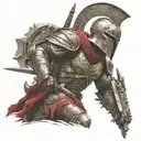 spartan in full armor stranded on alien planet tattoo design idea