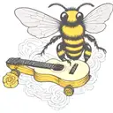 bee playing on guitar skateboard tattoo design idea