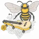 bee playing on guitar skateboard tattoo design idea