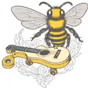 bee playing on guitar skateboard tattoo design idea