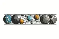 war torn planets tattoo design idea