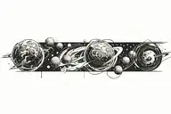 war torn planets tattoo design idea